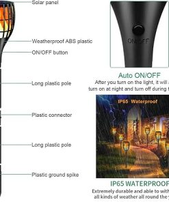 Flickering Flame Solar Torch Lights for Outdoor Yard and Patio 4-Pack 2