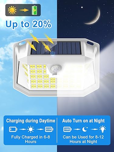 Solar Motion Lights Outdoor 6 Pack 188 LED Waterproof Security Flood 2 Solar Motion Lights Outdoor 6 Pack 188 LED Waterproof Security Flood - Image 2