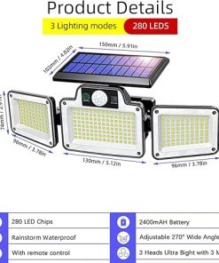 Outdoor Solar Motion Sensor Lights 3000LM Waterproof 2 Pack 2