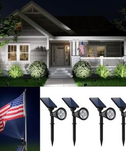 4 Pack Solar Powered Spotlights Waterproof LED Outdoor Security Lights
