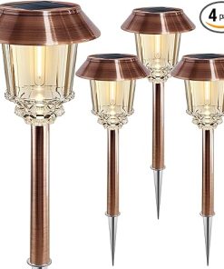 Solar Lights Waterproof 4 Pack Dimmable Auto On Off for Outdoors