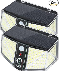 Outdoor Solar Lights 410LED 2800 Lumens Wide Angle 3 Modes 2 Pack