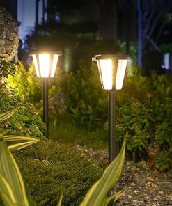 Modern Solar Pathway Light Aluminum Lantern for Garden 34.3″ 2