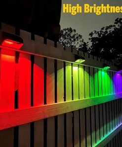 Brighter Solar Fence Lights Waterproof 12 Pack Warm White RGB Colors 2