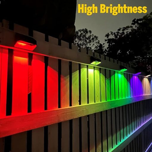 Brighter Solar Fence Lights Waterproof 12 Pack Warm White RGB Colors - Image 2