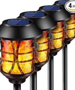 TomCare Solar Flickering Flame Torches Waterproof Outdoor Lights 4 Pack