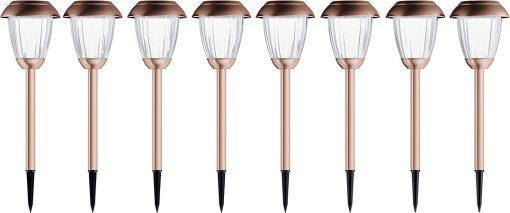 Solar-Powered Outdoor Stake Lights Set of 8 for Gardens and Patios
