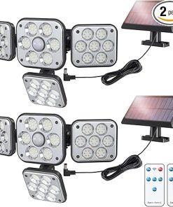 Lixada 180 LED Solar Outdoor Motion Sensor Lights with Remote Control