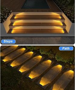 8 Pack Waterproof Solar Step Lights for Outdoor Stairs and Pathway 2