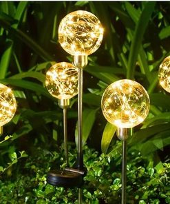 Solar Garden Crystal Ball String Lights Waterproof Landscape Lamps 2