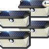 Super Bright 388 LED Solar Motion Sensor Lights 4-Pack Waterproof