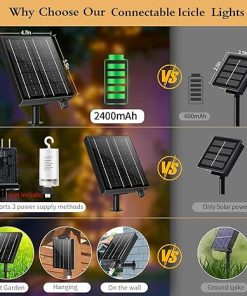 600 LED Solar Icicle Lights with Remote 8 Modes for Holiday Decor 2