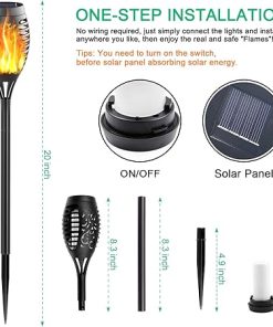 16 Pack Mini Solar Torch Lights with Flickering Flames for Outdoor Use 2