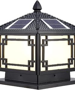 Traditional Solar Column Lamp Waterproof Outdoor Lighting for Gardens