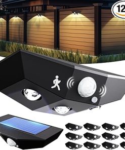 12 Pack Solar Fence Lights with Motion Sensor and Waterproof Design
