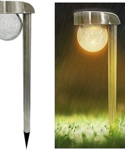 Crosslight Solar Pathway Lights 4 Pack Outdoor LED Crackled Ball