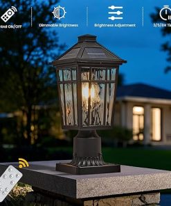 Solar Lamp Post Light Waterproof Black Aluminum for Garden Pathway 2
