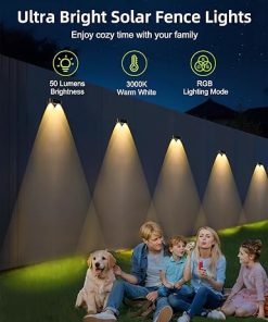 Bright Solar Fence Lights 50 Lumens LED Outdoor Waterproof 12 Pack 2