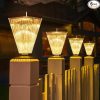 Solar Post Lights Outdoor, 9.84” Modern Patio Column Light Waterproof Pillar Lamp Dusk to Dawn 3000K LED Landscape Lighting Fixture for Yard Fence Deck Cap Posts Garden Outside Driveway 3