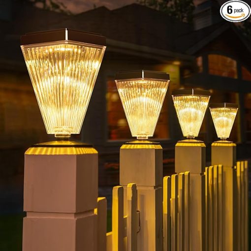 Solar Post Cap Lights for 4x4 5x5 6x6 Posts Waterproof Outdoor