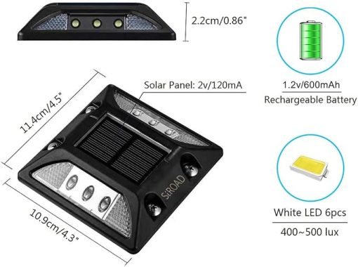 Solar Driveway LED Lights IP68 Waterproof for Pathway Garden Yard - Image 2