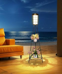 Solar Lights Outdoor with 2 Tier Plant Stand and USB Charging 2 Pack 2