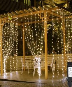 LED Curtain Lights and Solar String Lights Bundle for Outdoor Use 2