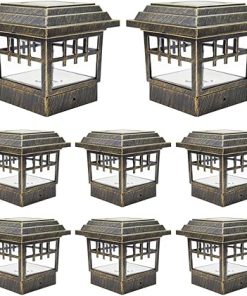 8 Pack Vintage Bronze Solar LED Post Cap Lights for Garden Fence