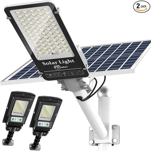 6500W Solar Street Lights 2Pack Waterproof Remote Control Outdoor