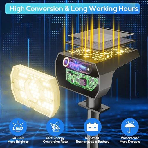 NYMPHY Waterproof Solar Lights 56 LED 3 Modes for Garden 6 Pack - Image 2