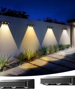Outdoor Solar Spot Lights 4 Pack and Solar Fence Lights 2 Pack 2