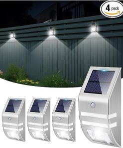 Outdoor Waterproof Solar Fence Lights with Motion Sensor Pack of 4