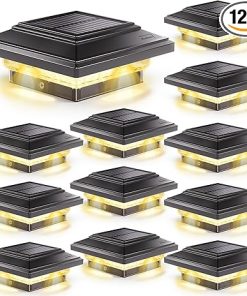 4×4 Solar Post Lights 50 Lumens Waterproof Outdoor 12 Pack Black