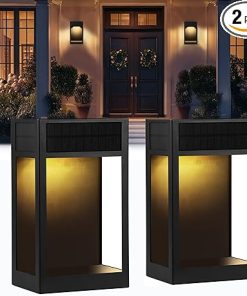 Elegant Solar Patio Wall Light LED Sconce Waterproof Outdoor 2Pk