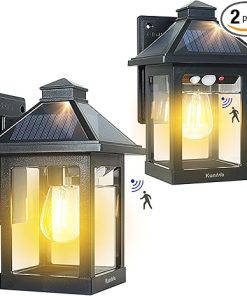 2 Pack Solar Wall Lights Outdoor Motion Sensor Waterproof LED Sconces