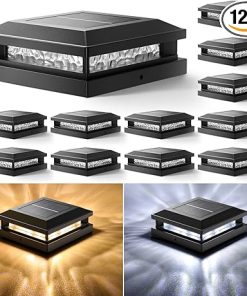 12 Pack Solar Post Lights Waterproof 16 LEDs Outdoor Fence Lights