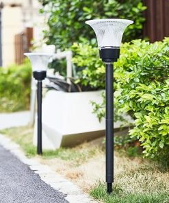 Outdoor Solar Landscape Bollard Light Warm LED Pathway Aluminum IP65 2