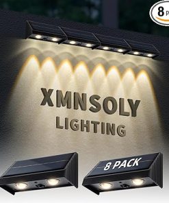 8 Pack Solar Wall Lights Waterproof LED Outdoor Fence Lights