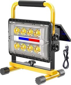 Spotlights Work Lights 200W Solar LED Work Light Rechargeable | IP 65 Waterproof Outdoor Spotlight with 4 Light Modes for Garden Garage Lighting
