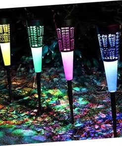 SUPVOX 6Pcs Solar Powered Garden Light Pathway Lights Decorative Lawn Lamp with Warm Light for Outdoor Courtyard Lighting 2