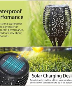 2 Pack Solar Outdoor Lights with Flickering Flames for Garden Pathway 2