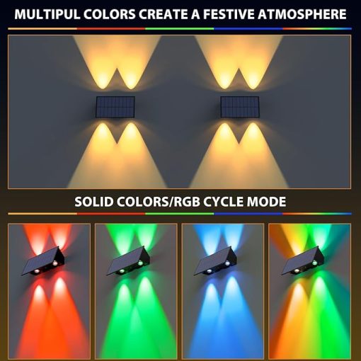 Solar Powered 6 Pack Fence Lights and 8 Pack Waterproof Stair Lights - Image 2