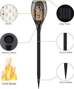 Solar Torch Lights Flickering Flame Outdoor Waterproof Landscape 8 Pack 2