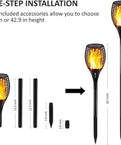 Gold Armour Solar Lights Outdoor 4 Pack Flickering Flame Torch 42.9in 2