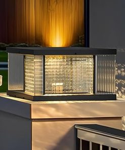 Modern Solar Column Light LED Outdoor Post Fixture for Garden Use