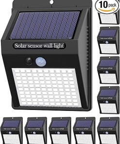 10 Pack Solar Motion Sensor Lights IP65 Waterproof for Outdoor Use