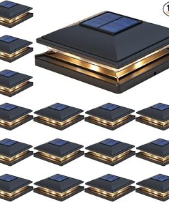 APONUO Solar Post Cap Lights, 16 Pack 2-Modes Bright Fence Post Solar Lights Outdoor Waterproof Garden Patio Yard Porch Decor for Fence Deck Post 4×4, 6×6 Wood,4×4, 5×5 Vinyl
