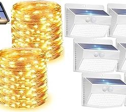 Outdoor Solar Motion Sensor Lights 138 LED 6 Pack and Fairy Lights
