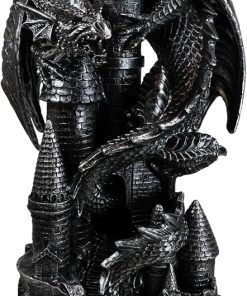Mystical Rocky Cliff Castle Guardian Dragon Solar LED Light Lantern 2