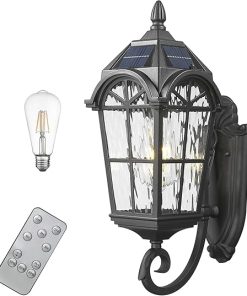 Solar Outdoor Wall Lights with Remote Dusk to Dawn LED for Patio